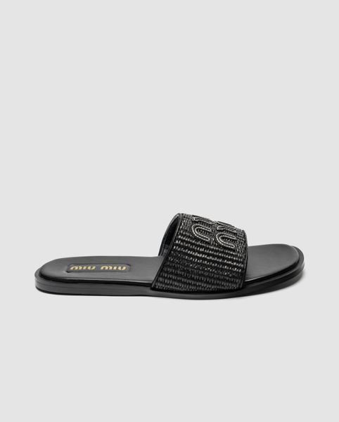 Пантолети жіночі Raffia Slide Sandals Black 36 36002-1710503 фото