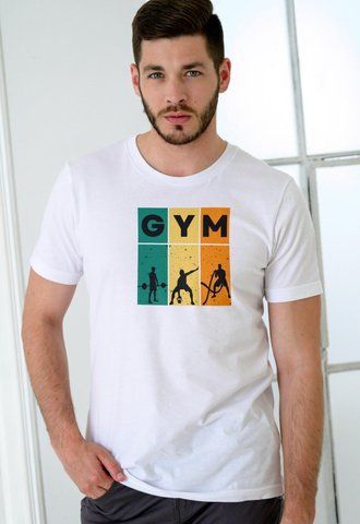 Футболка з принтом GYM Біла XS fm050 fm050 фото