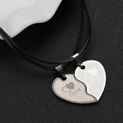 Парні кулони для закоханої пари I Love You. Підвіски для закоханих із нержавіючої сталі. Подвійні подарунки 8051-681527 8051-681527 фото