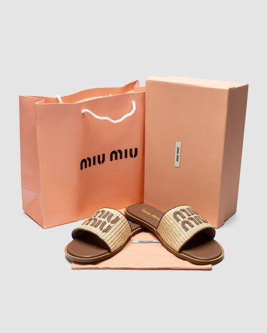 Пантолети жіночі Raffia Slide Sandals Beige 36 36001-1710492 фото