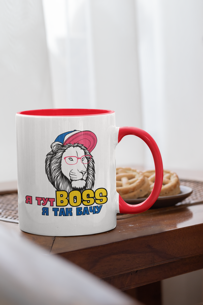 Чашка керамічна Я тут Boss 330мл Червона ручка kr0308-Red kr0308-Red фото