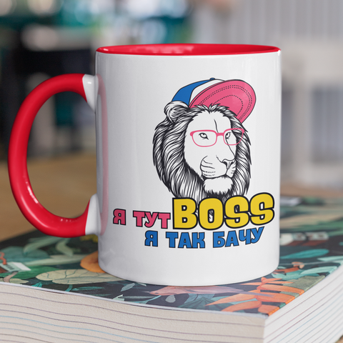 Чашка керамічна Я тут Boss 330мл Червона ручка kr0308-Red kr0308-Red фото