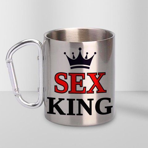 Кружка металева з карабіном Sex King 300 мл Срібляста krM0511-S krM0511-S фото
