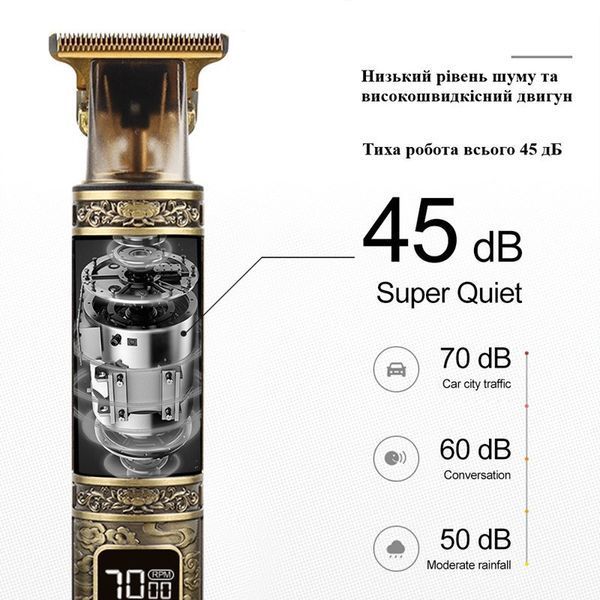Машинка для стрижки волосся професійна акумуляторна з LCD дисплеєм. USB тример для бороди та волосся насадки 1&ndash;3 мм 9711-1552691 9711-1552691 фото