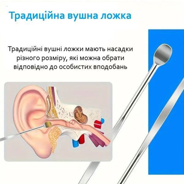 Набір вушних інструментів з нержавіючої сталі безпечне чищення вух 10 шт. Металеві вушні палички з футляром 9438-1236879 9438 фото