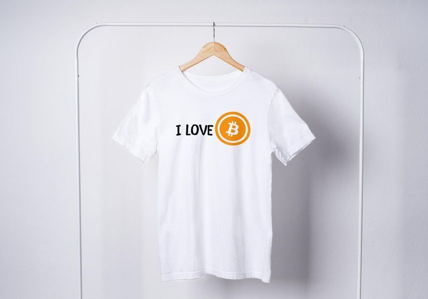 Футболка з принтом I Love BTC Біла XS fW064 fW064 фото