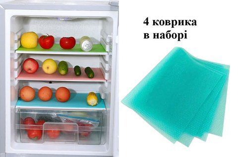 Антибактеріальні килимки для холодильника блакитні. Захист від вологи та цвілі на полицях 45&times;29 см, набір 4 шт 9632-1462983 9632-1462983 фото
