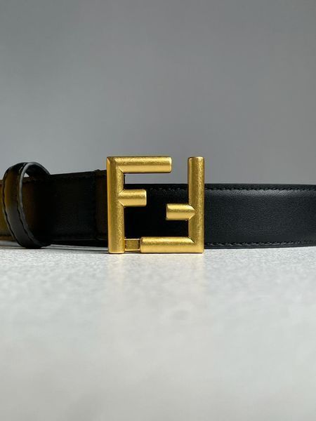 Ремінь Black/Gold Leather Belt 66127 фото