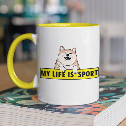 Чашка керамічна My Life is Sport 330мл Жовта ручка kr0958-Yell kr0958-Yell фото