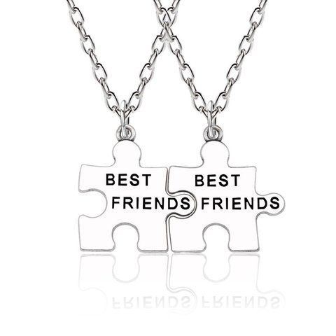 Парні кулони сріблясті пазли Best Friends. Підвіски для найкращих друзів. Оригінальні подарунки друзям 8018-564150 8018-564150 фото