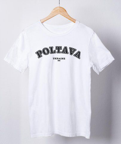 Футболка чоловіча із патріотичним принтом POLTAVA Ukraine 899 Біла XS fm024 fm024 фото