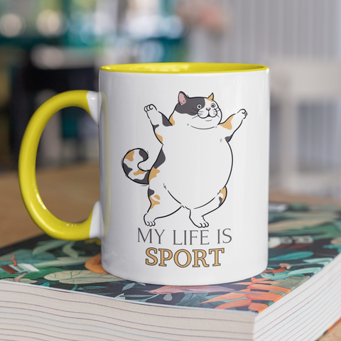 Чашка керамічна My Life is Sport 330мл Жовта ручка kr0956-Yell kr0956-Yell фото